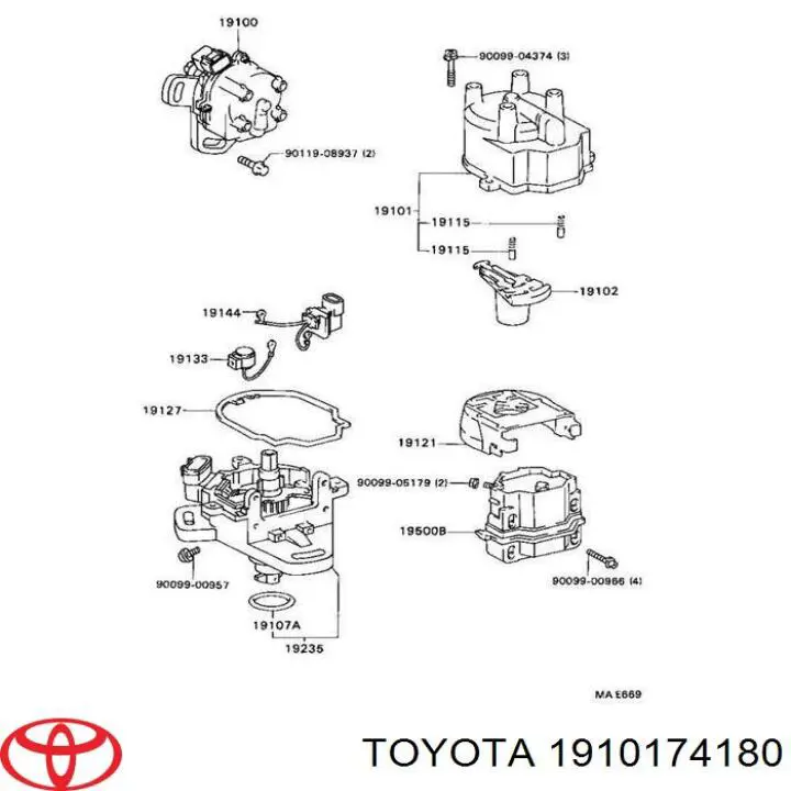 Compre 1910174180 Toyota Tampa de distribuidor de ignição (distribuidor)