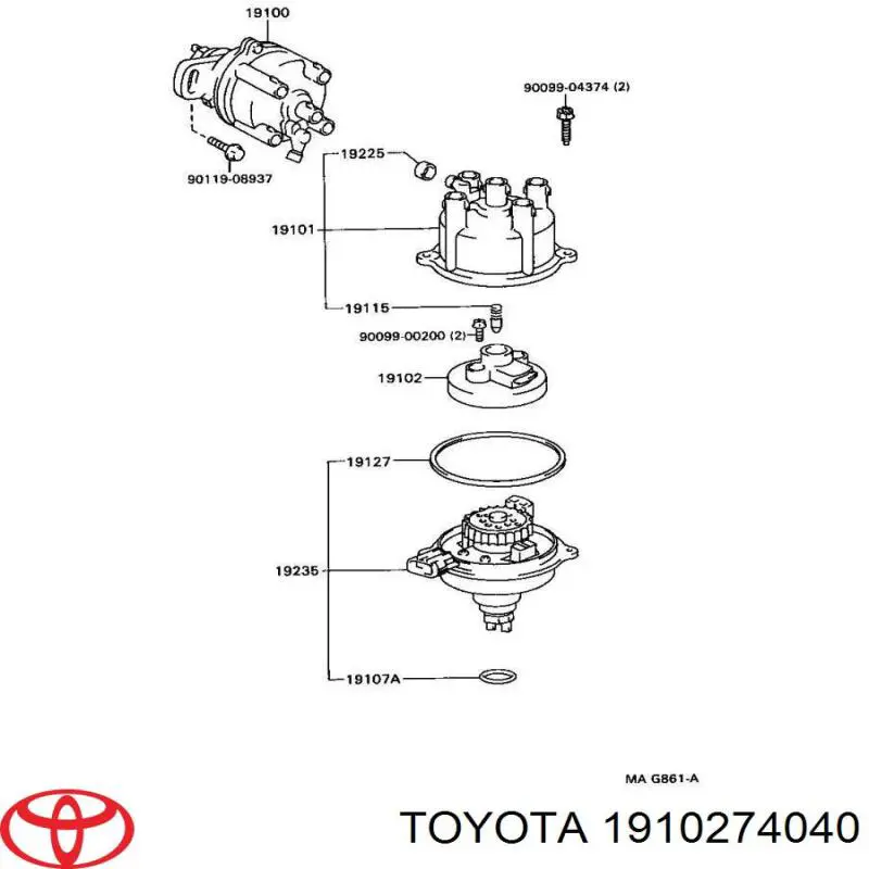Compre 1910274040 Toyota Slider (rotor) de distribuidor de ignição, distribuidor