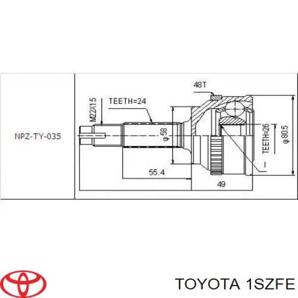 1SZFE Toyota Motor montado