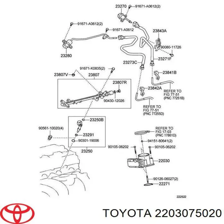 Válvula de borboleta montada Toyota 2203075020 preço, a partir de 244,05 USD