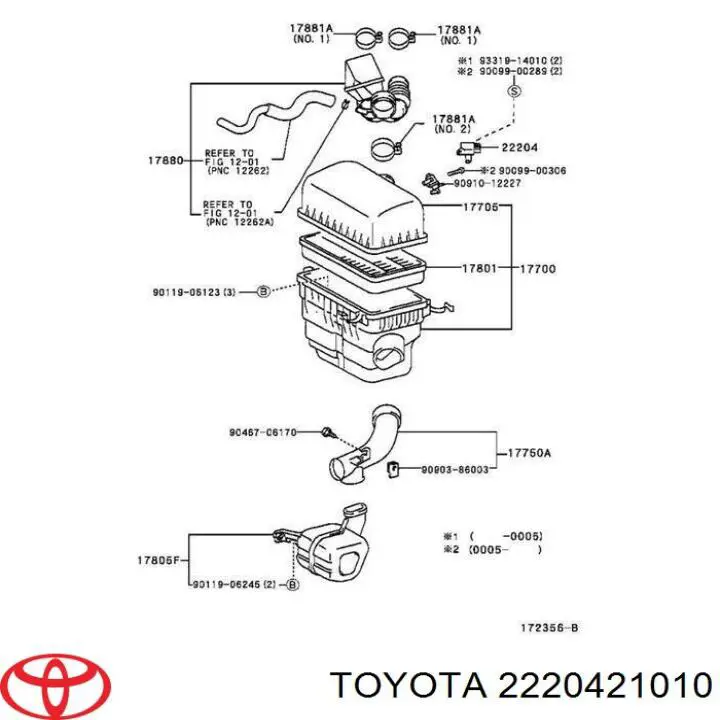Sensor de fluxo (consumo) de ar, medidor de consumo M.A.F. - (Mass Airflow) Toyota 2220421010 preço, a partir de 46,94 USD
