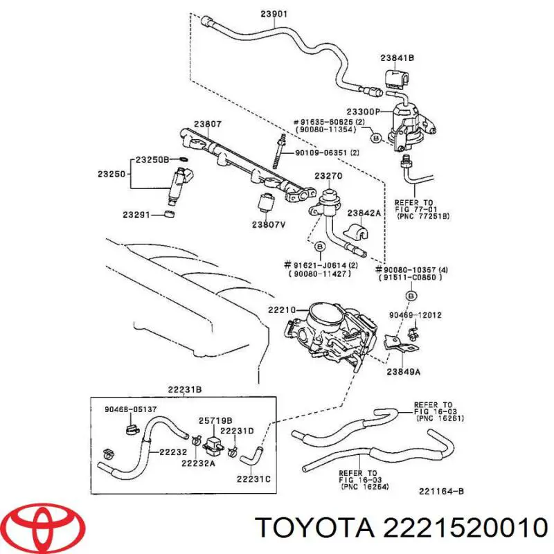 2221520010 Toyota Vedante de válvula (de regulador) de marcha a vácuo