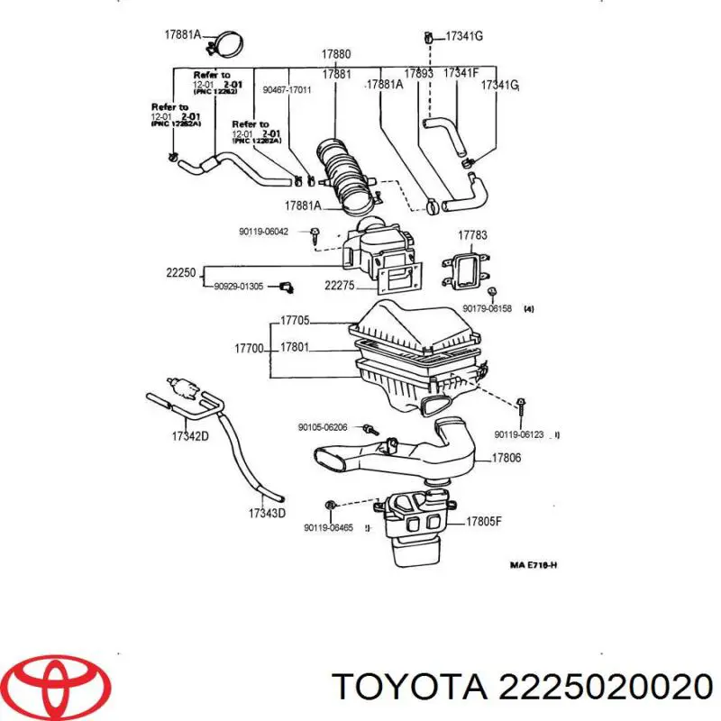 2225020020 Toyota Sensor de fluxo (consumo) de ar, medidor de consumo M.A.F. - (Mass Airflow)
