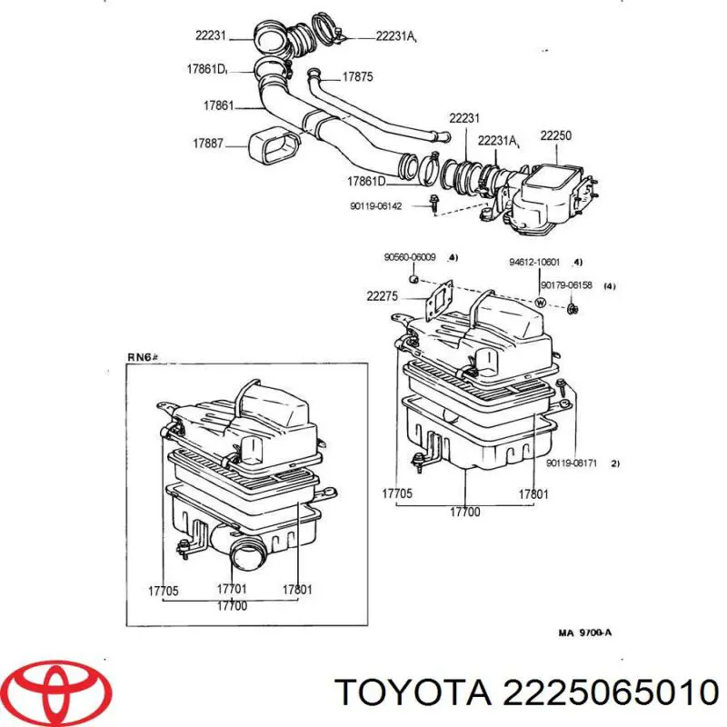 Sensor de fluxo (consumo) de ar, medidor de consumo M.A.F. - (Mass Airflow) Toyota 4 Runner  N130