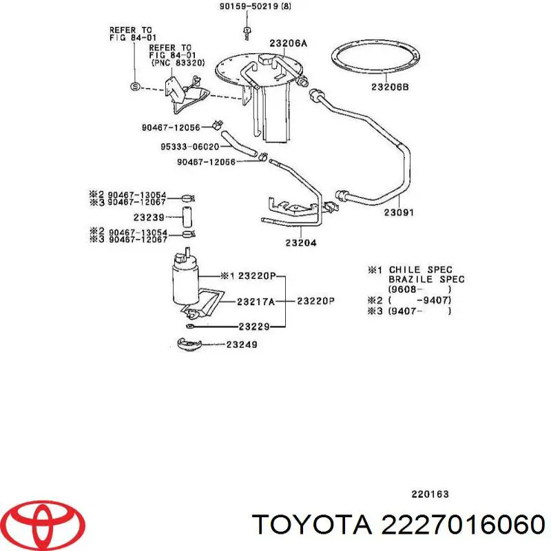 2227016060 Toyota Válvula (regulador) de marcha a vácuo