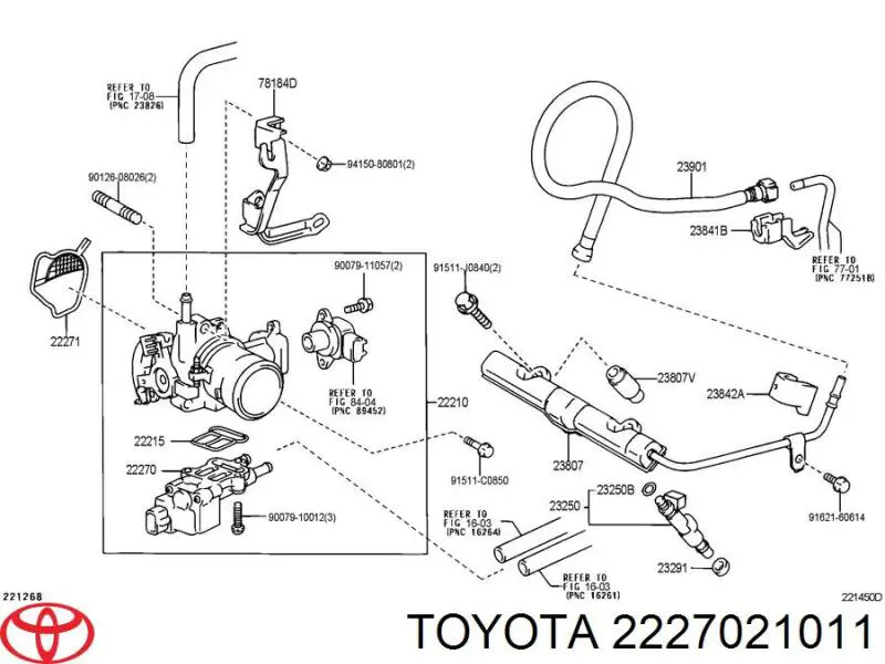 2227021011 Toyota Válvula (regulador) de marcha a vácuo