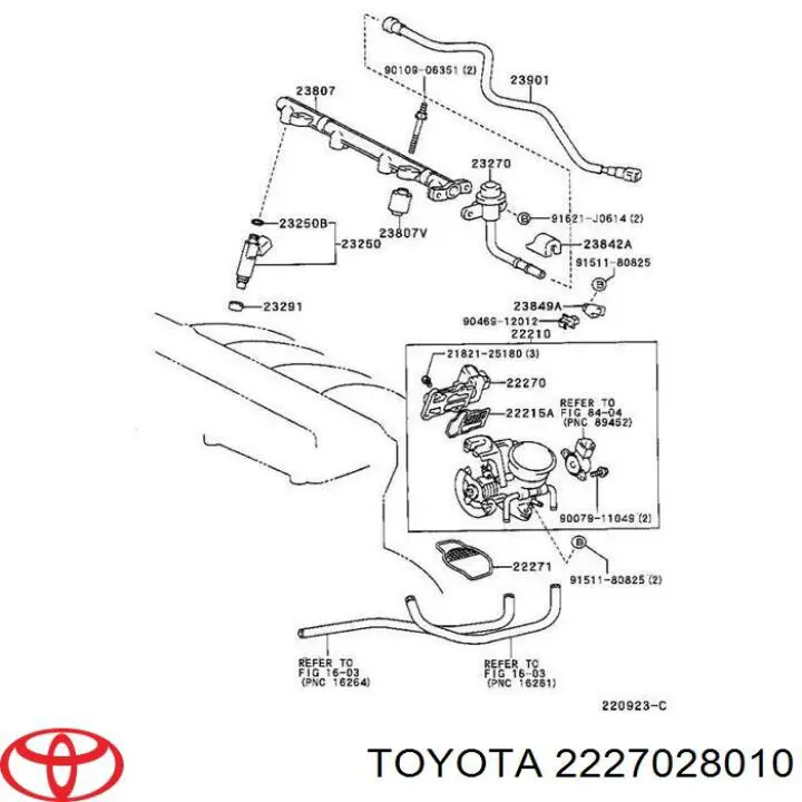 2227028010 Toyota Válvula (regulador) de marcha a vácuo