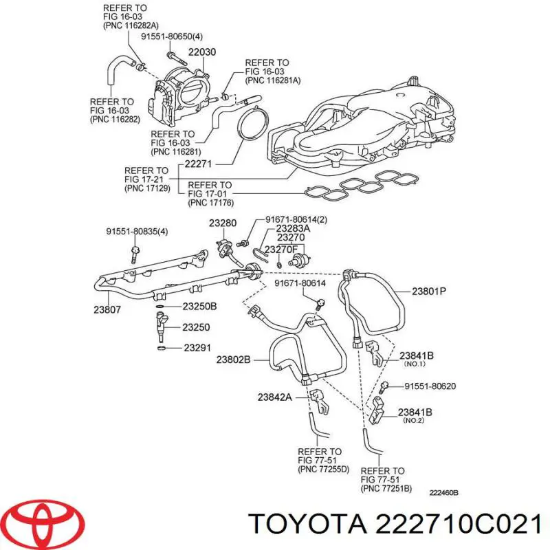 222710C020 Toyota Vedante da válvula de borboleta