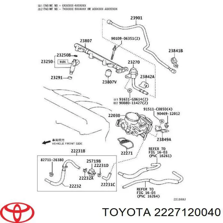 2227120040 Toyota Vedante da válvula de borboleta