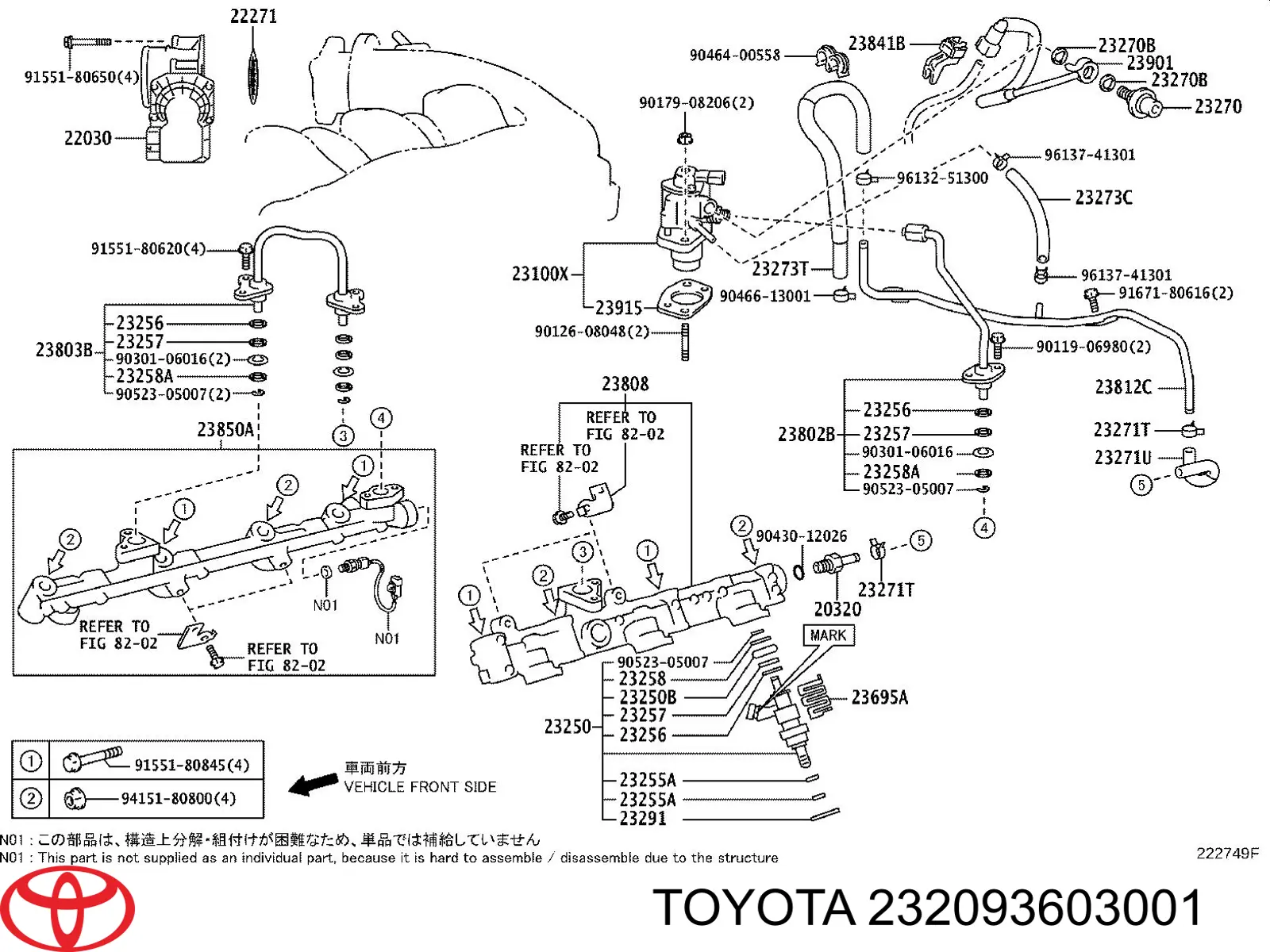 232093603001 Toyota Injetor de injeção de combustível