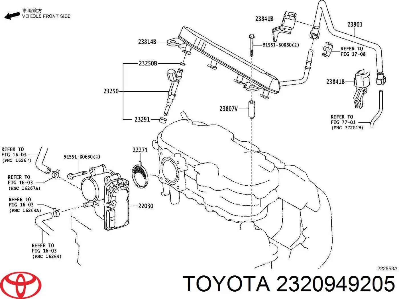 2320949205 Toyota Injetor de injeção de combustível