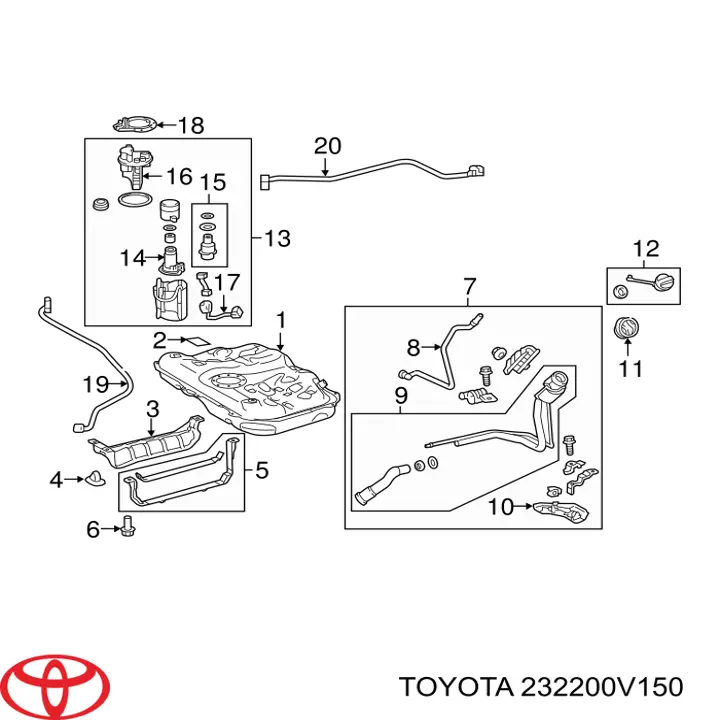 Bomba de combustível elétrica submersível Toyota 232200V150 preço, a partir de 45,38 USD