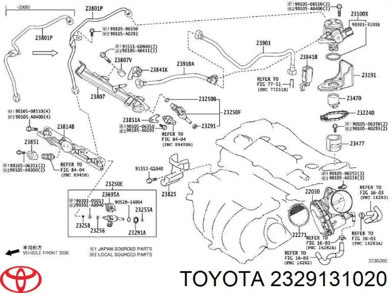 2329131020 Toyota Anel (arruela) do injetor de ajuste