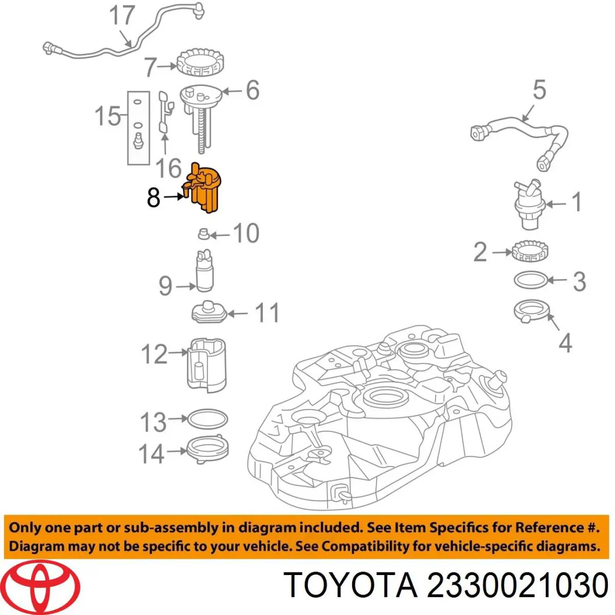 Filtro de combustível Toyota 2330021030 preço, a partir de 18,52 USD