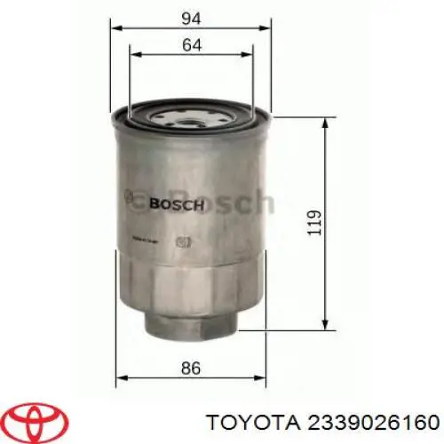 Filtro de combustível Toyota 2339026160 preço, a partir de 19,17 USD