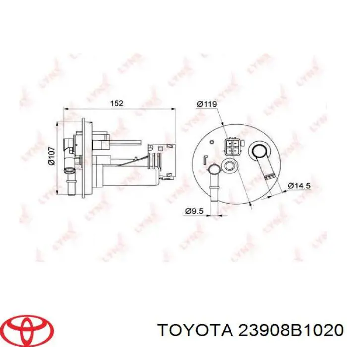 23908B1020 Toyota Filtro de combustível