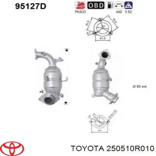 Compre 250510R010 Toyota Convertidor - catalisador