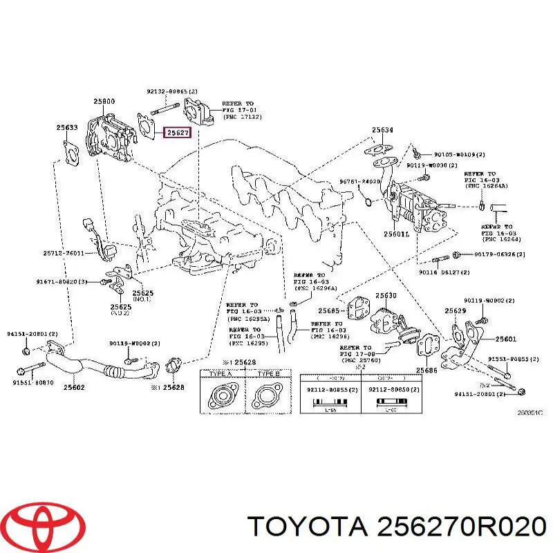 256270R020 Toyota Vedante de válvula EGR de recirculação