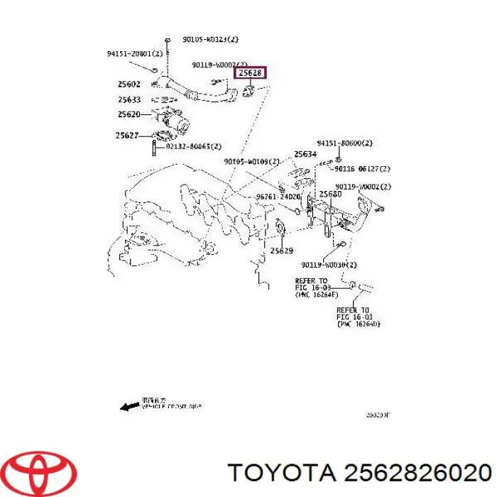 2562826020 Toyota Vedante de válvula EGR de recirculação