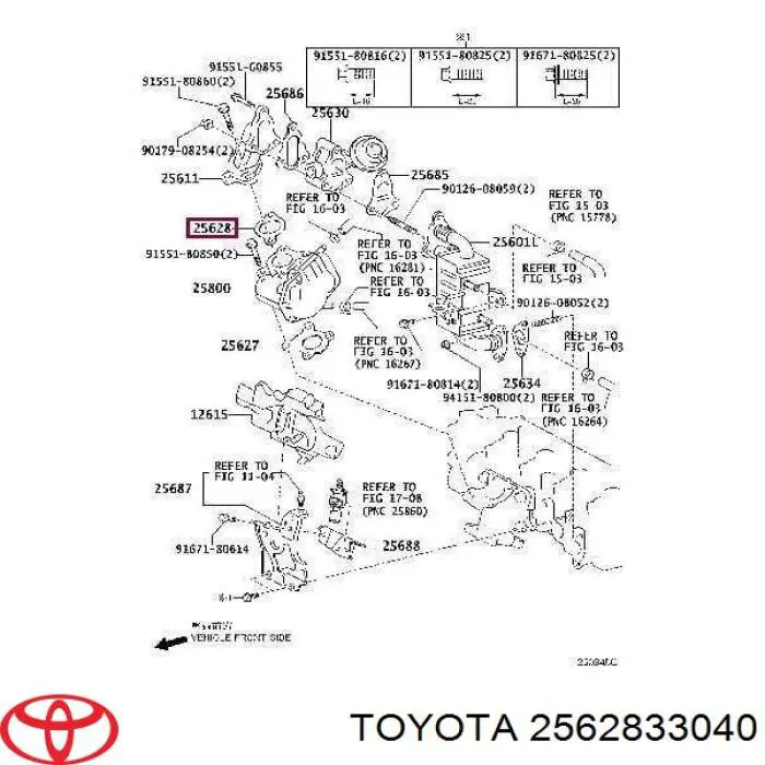 2562833040 Toyota Vedante de válvula EGR de recirculação
