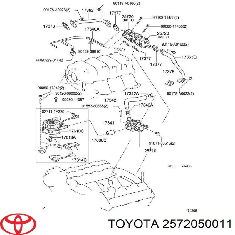 Válvula de soprado de catalisador Toyota 2572050011 preço, a partir de 204,32 USD