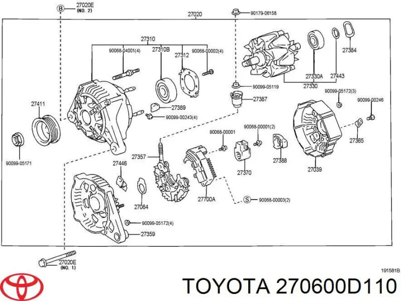 Gerador Toyota 270600D110 preço, a partir de 195,39 USD