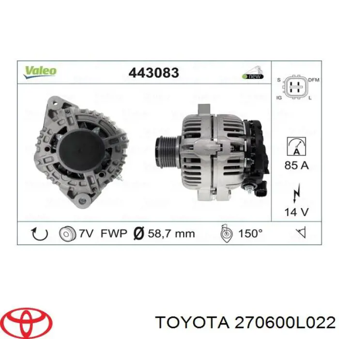 Gerador Toyota 270600L022 preço, a partir de 221,60 USD