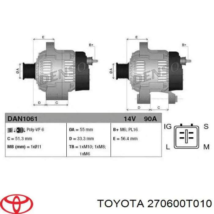 270600T010 Toyota Gerador