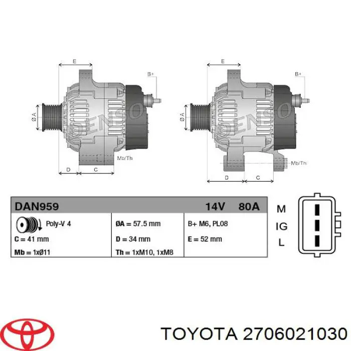 Compre 2706021030 Toyota Gerador
