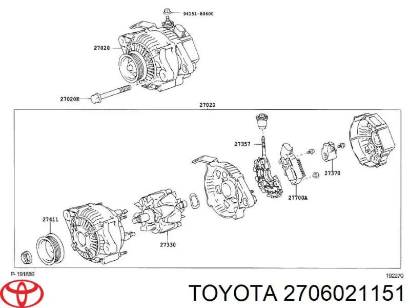 Gerador Toyota 2706021150 preço, a partir de 241,15 USD