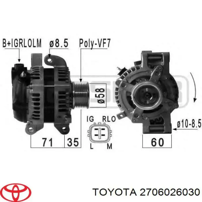 Gerador Toyota 2706026030 preço, a partir de 154,93 USD
