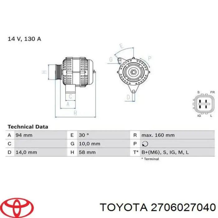 Gerador Toyota 2706027040 preço, a partir de 227,06 USD