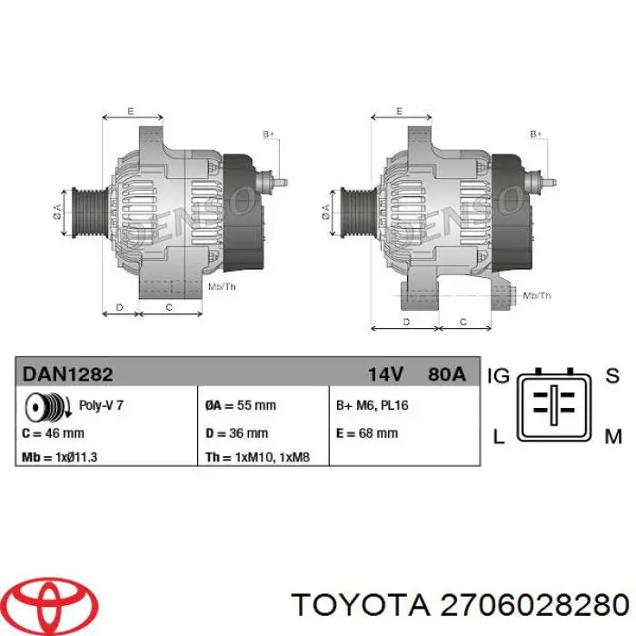 Gerador Toyota 2706028280 preço, a partir de 495,31 USD