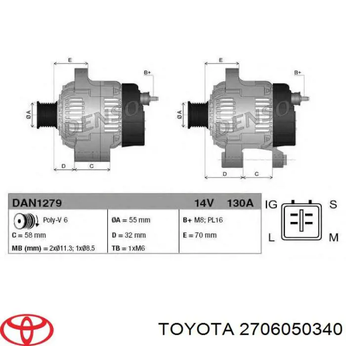 2706050340 Toyota Gerador