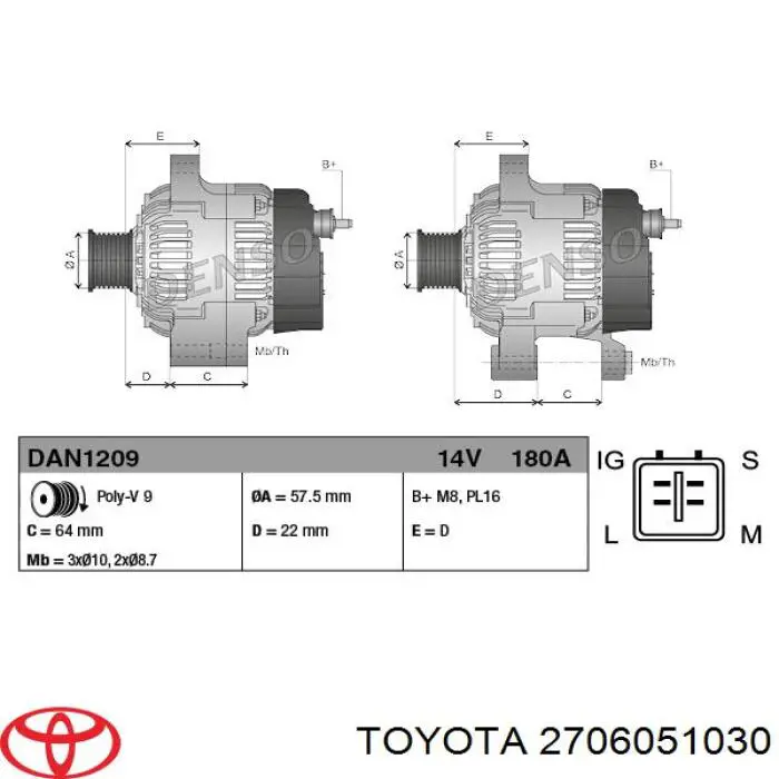 2706051030 Toyota Gerador