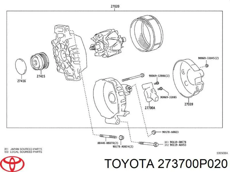 273700P020 Toyota Escova do gerador