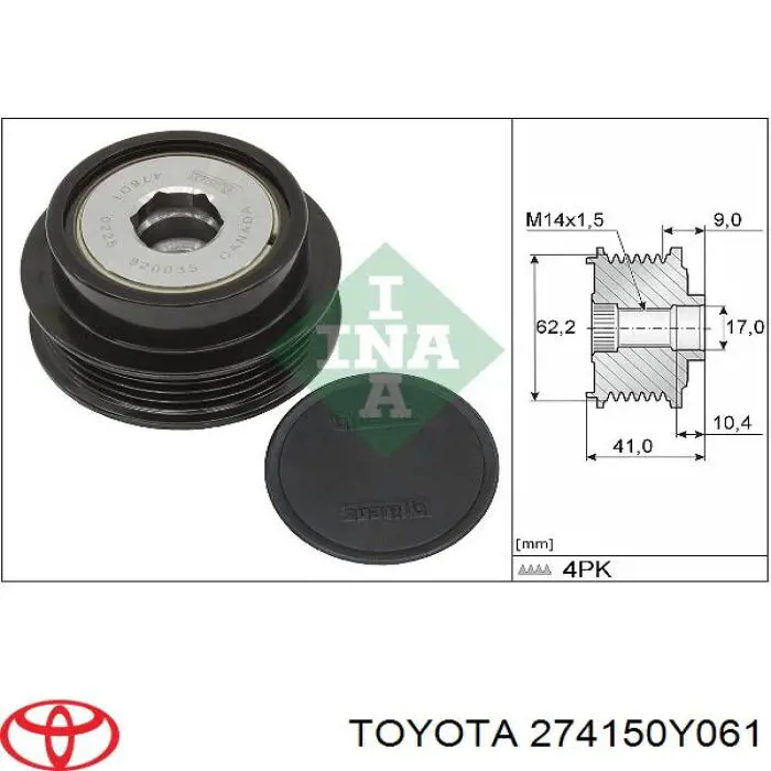 274150Y061 Toyota Polia do gerador