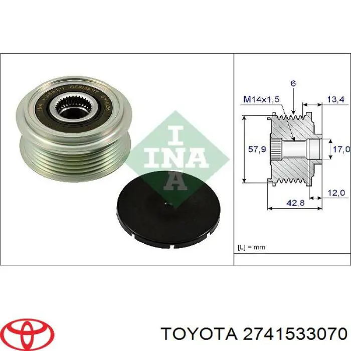Polia do gerador Toyota 2741533070 preço, a partir de 46,79 USD