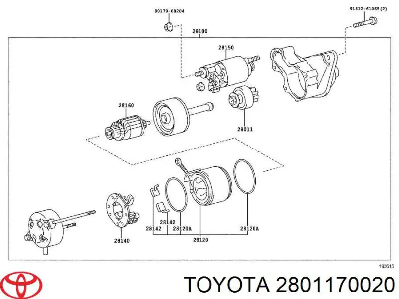 2801170020 Toyota Roda-livre do motor de arranco