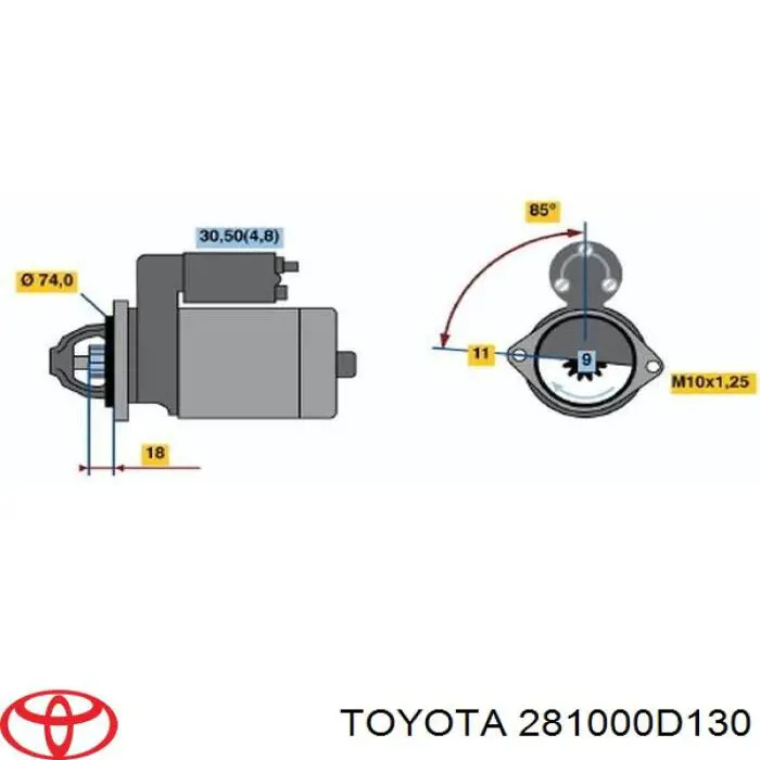 Motor de arranco Toyota 281000D130 preço, a partir de 88,53 USD