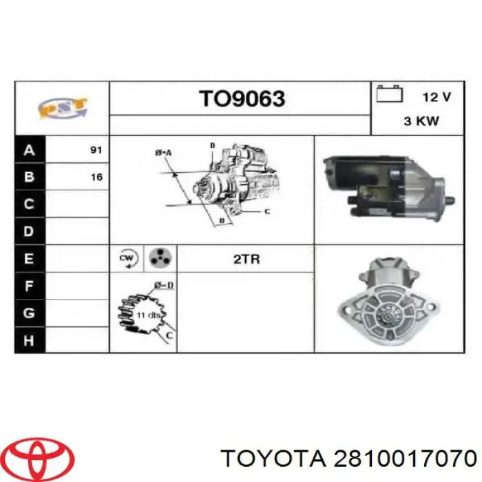 Compre 2810017070 Toyota Motor de arranco