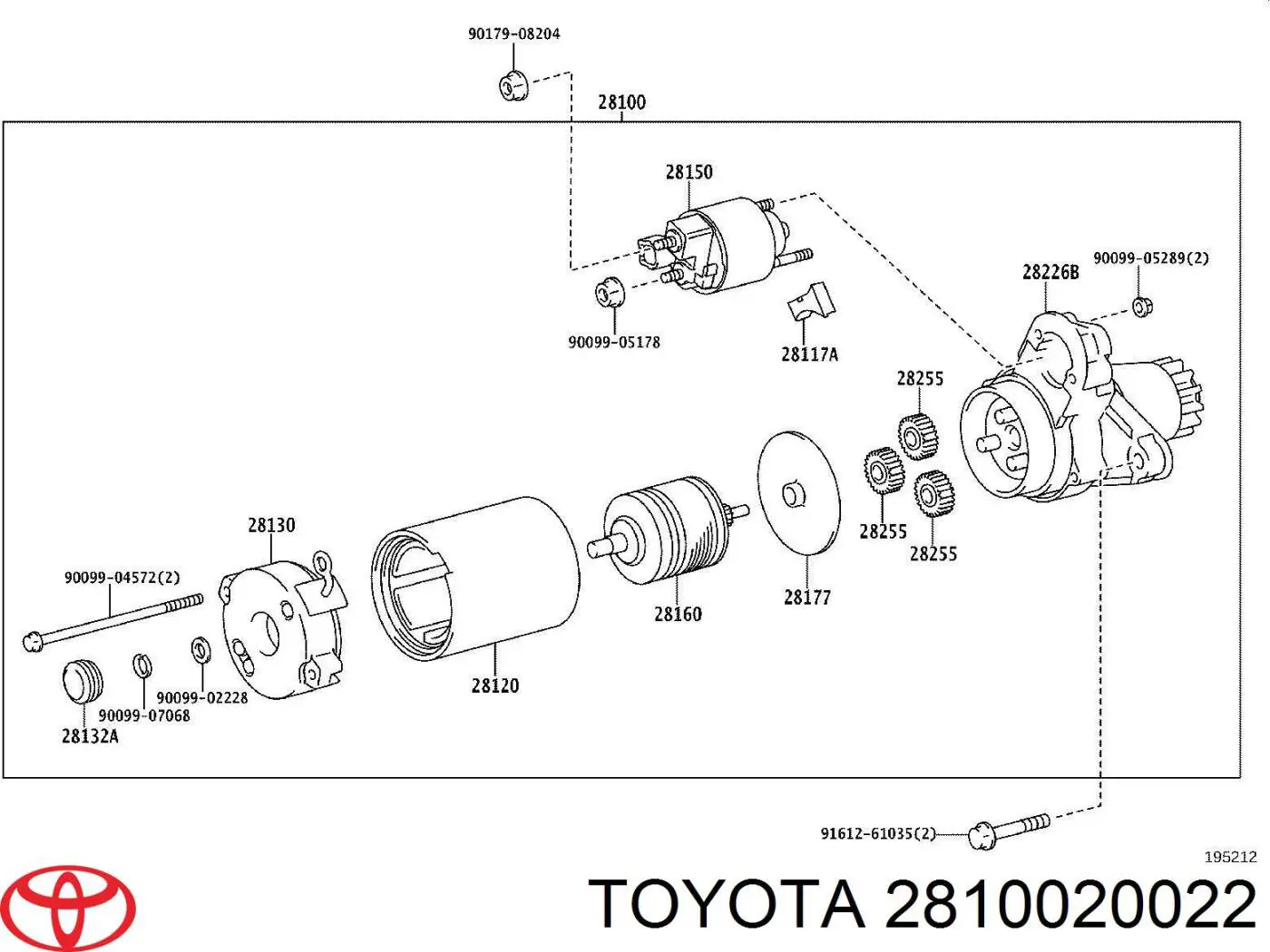 2810020022 Toyota Motor de arranco