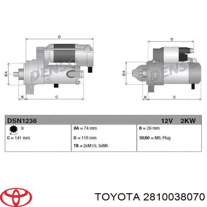 2810038070 Toyota Motor de arranco