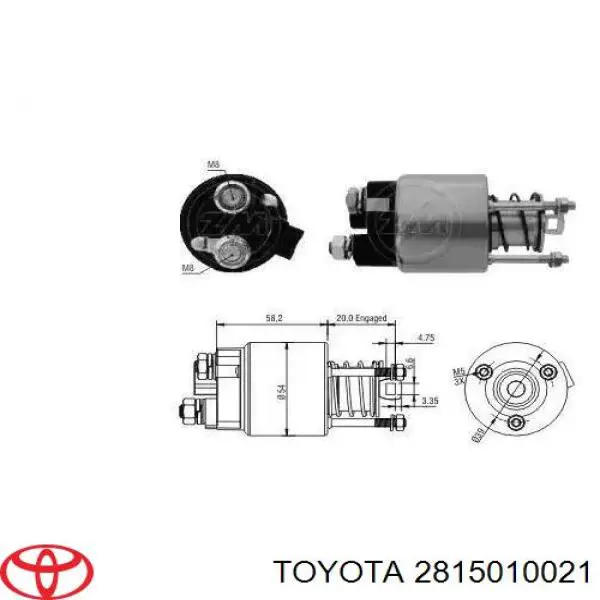 2815010021 Toyota Relê retrator do motor de arranco