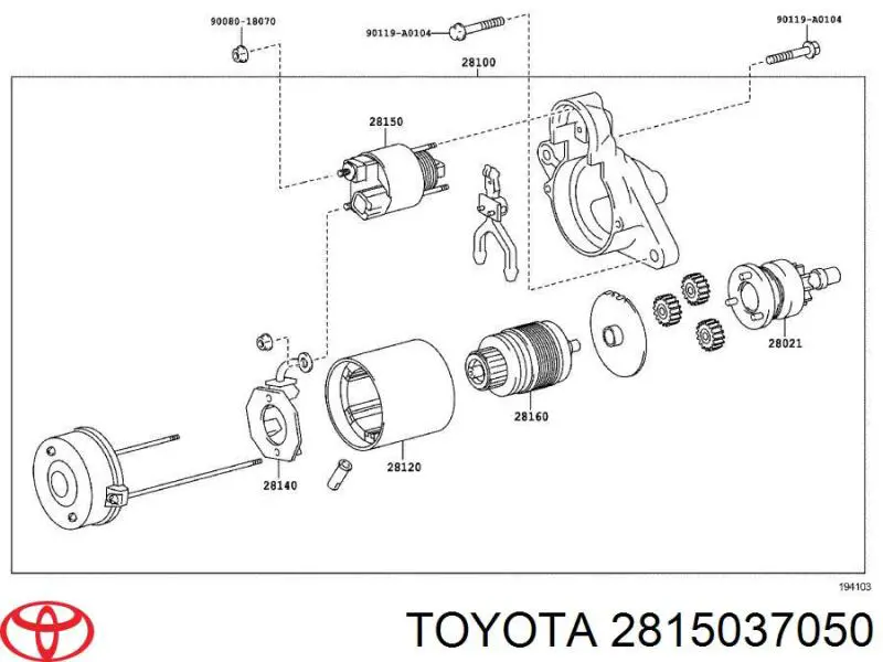 Relê retrator do motor de arranco Toyota 2815037050 preço, a partir de 39,16 USD