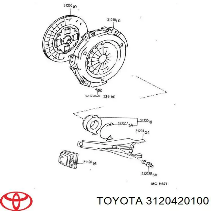 Forquilha de embraiagem Toyota 3120420100 preço, a partir de 51,09 USD