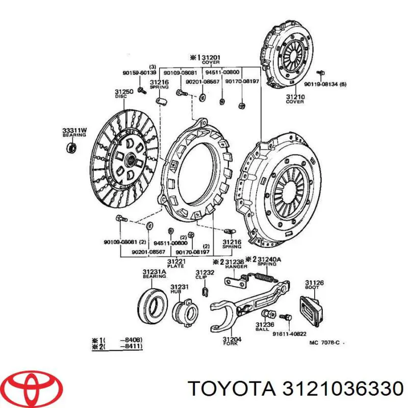 3121036330 Toyota Cesta de embraiagem
