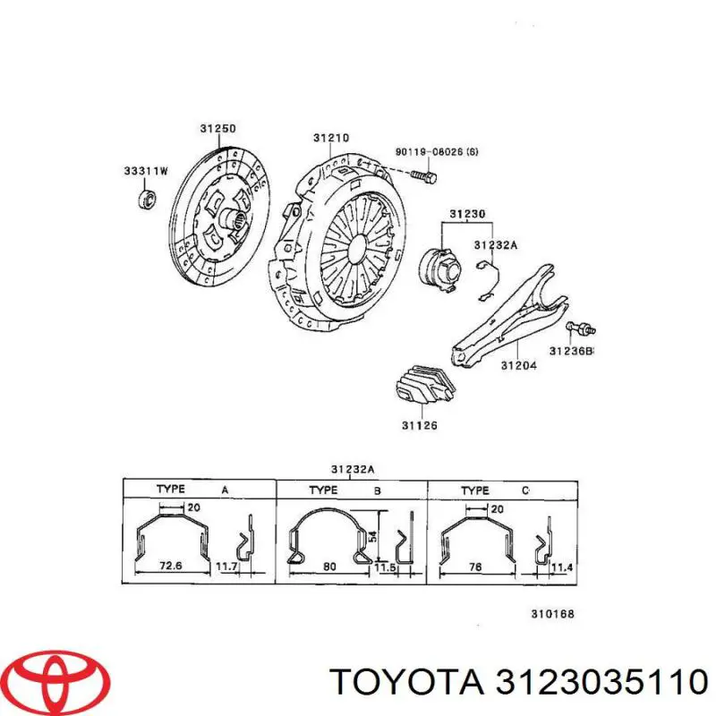Rolamento de liberação de embraiagem Toyota 3123035110 preço, a partir de 33,44 USD