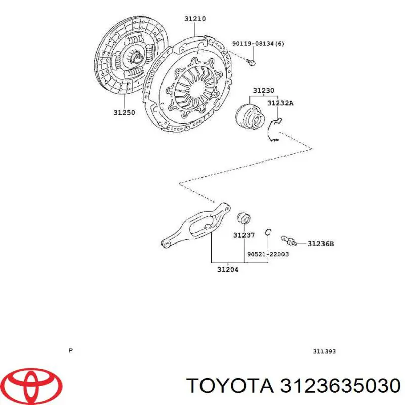 Eixo de forquilha de embraiagem Toyota 3123635030 preço, a partir de 20,47 USD