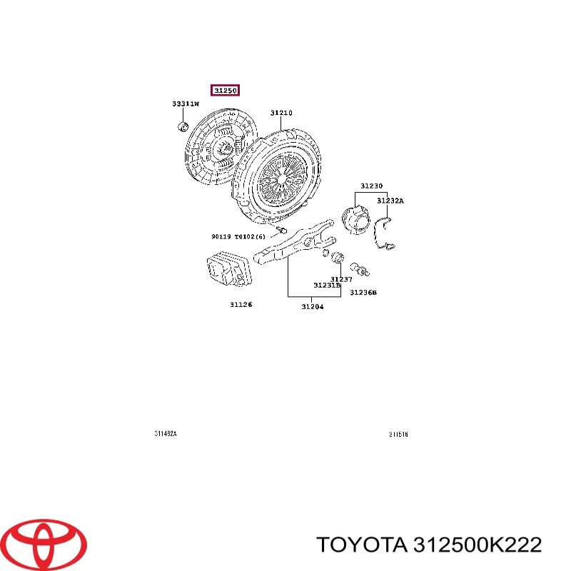 Disco de embraiagem Toyota 312500K222 preço, a partir de 130,87 USD